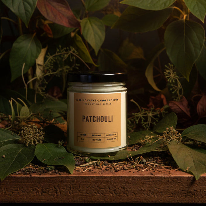 Patchouli Candle | Hand-Poured in Halifax – Burning Flame