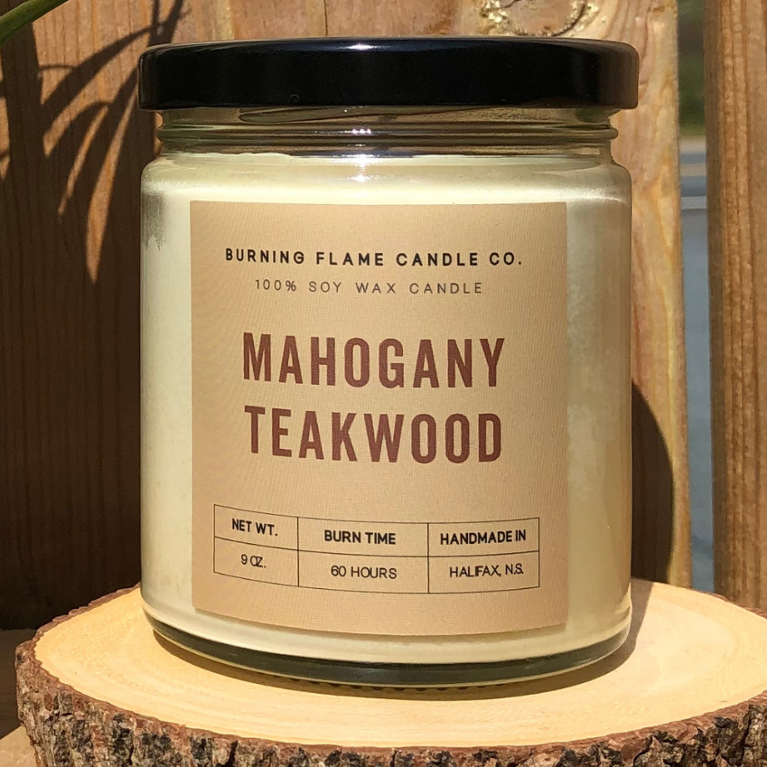 Mahogany Teakwood Candle | Hand-Poured in Halifax – Burning Flame