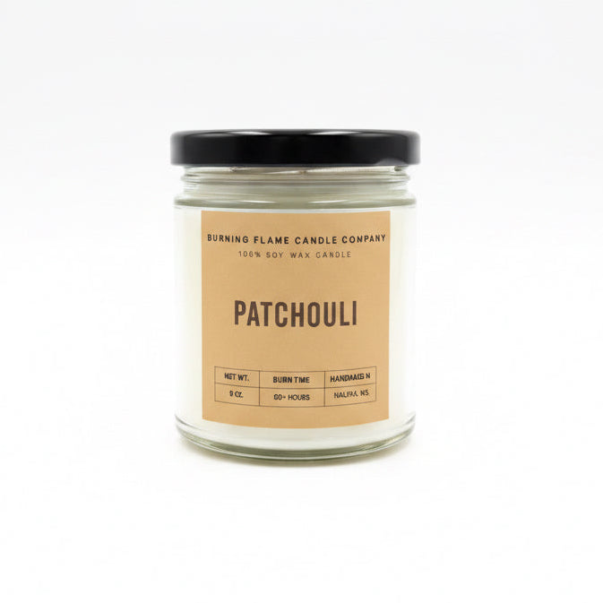 Patchouli Candle | Hand-Poured in Halifax – Burning Flame