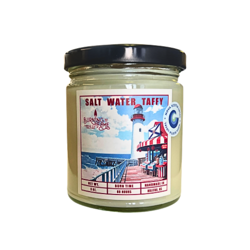 Saltwater Taffy Candle | Hand-Poured in Halifax – Burning Flame