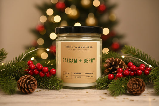 Balsam and Berry Candle | Hand-Poured in Halifax – Burning Flame