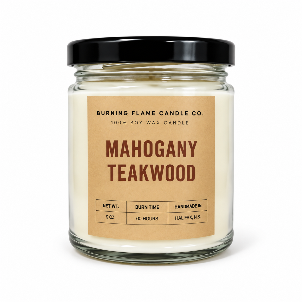 Mahogany Teakwood Candle | Hand-Poured in Halifax – Burning Flame
