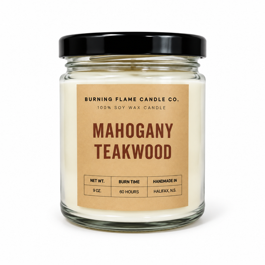 Mahogany Teakwood Candle | Hand-Poured in Halifax – Burning Flame