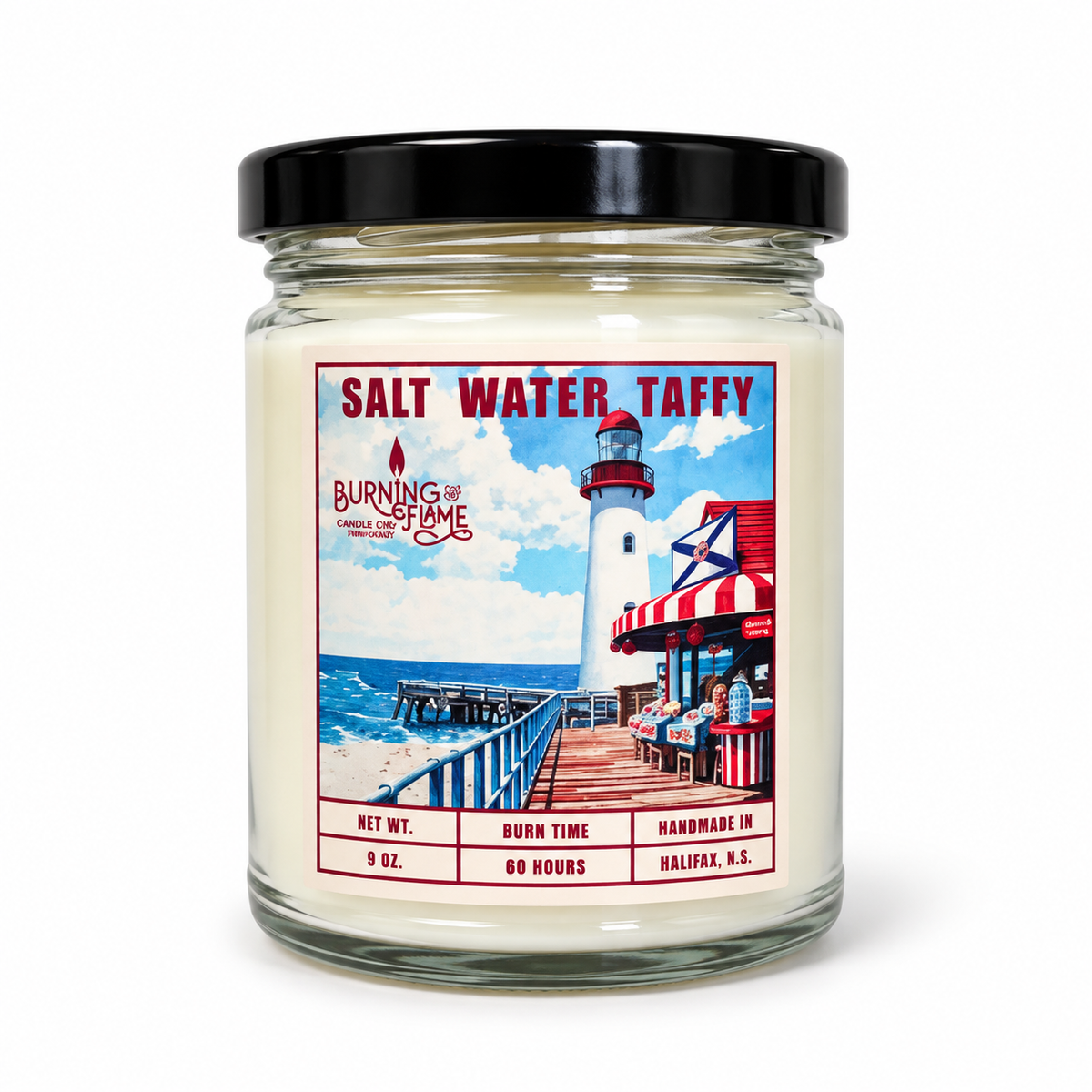 Saltwater Taffy Candle | Hand-Poured in Halifax – Burning Flame