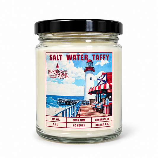 Saltwater Taffy Candle | Hand-Poured in Halifax – Burning Flame