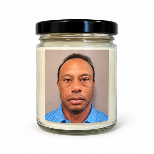 Tiger Woods Mugshot Candle | Hand-Poured in Halifax – Burning Flame